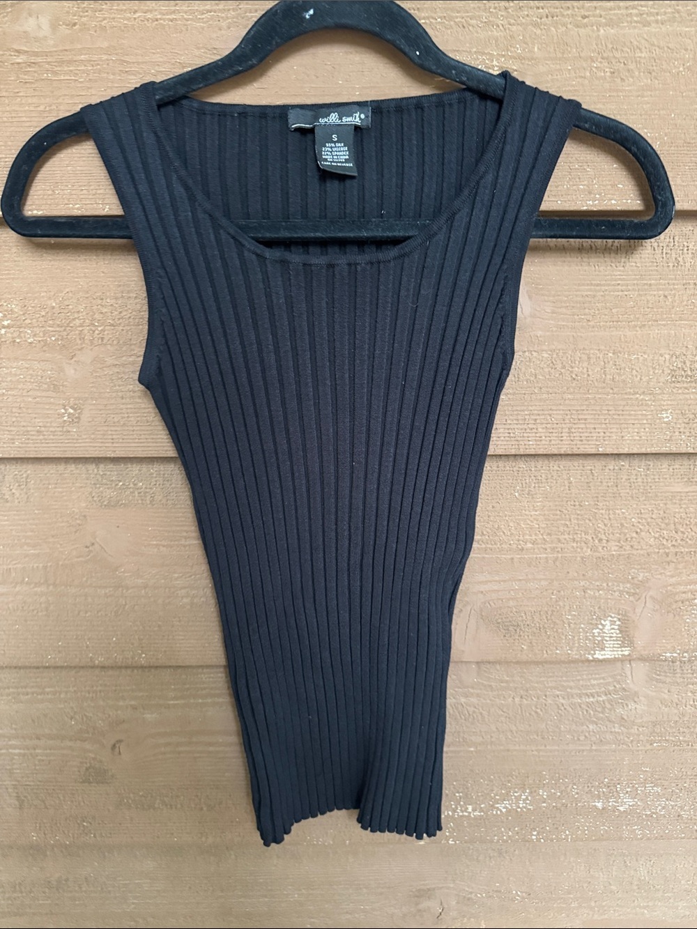 Willi Smith Black Silk Blend Ribbed Tank Top size Small